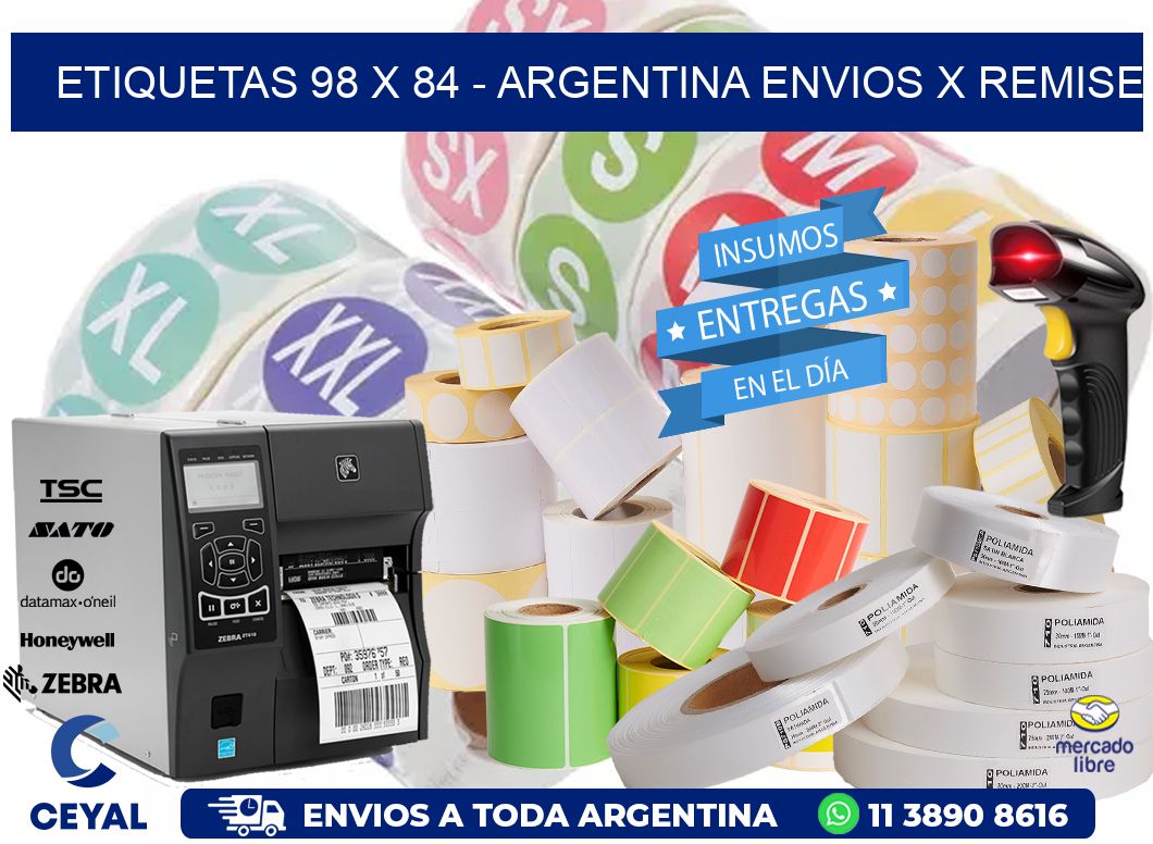ETIQUETAS 98 x 84 - ARGENTINA ENVIOS X REMISE