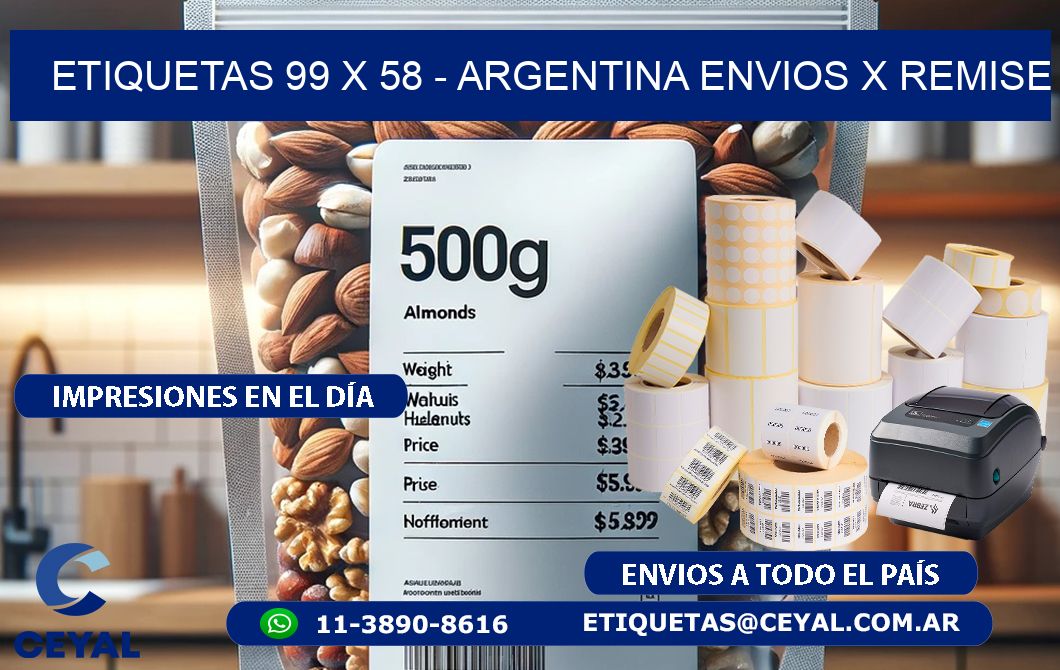 ETIQUETAS 99 x 58 - ARGENTINA ENVIOS X REMISE