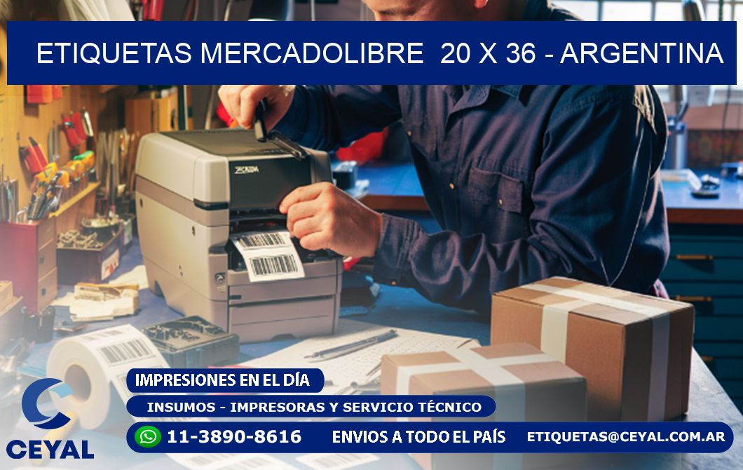 ETIQUETAS MERCADOLIBRE  20 x 36 - ARGENTINA