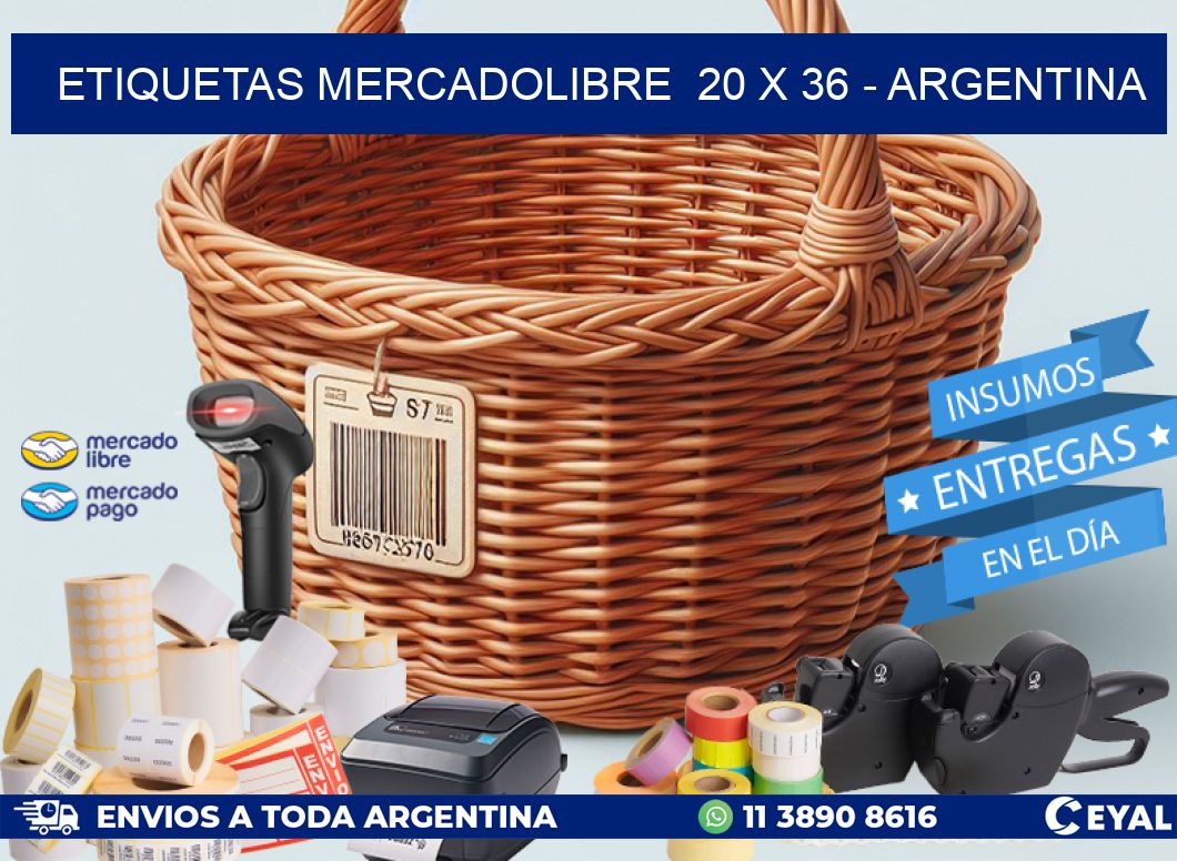 ETIQUETAS MERCADOLIBRE  20 x 36 - ARGENTINA