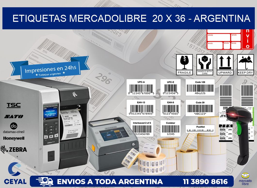 ETIQUETAS MERCADOLIBRE  20 x 36 - ARGENTINA