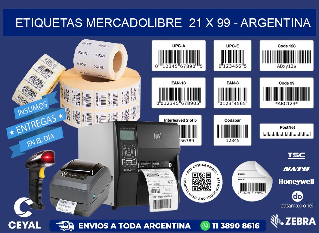 ETIQUETAS MERCADOLIBRE  21 x 99 - ARGENTINA