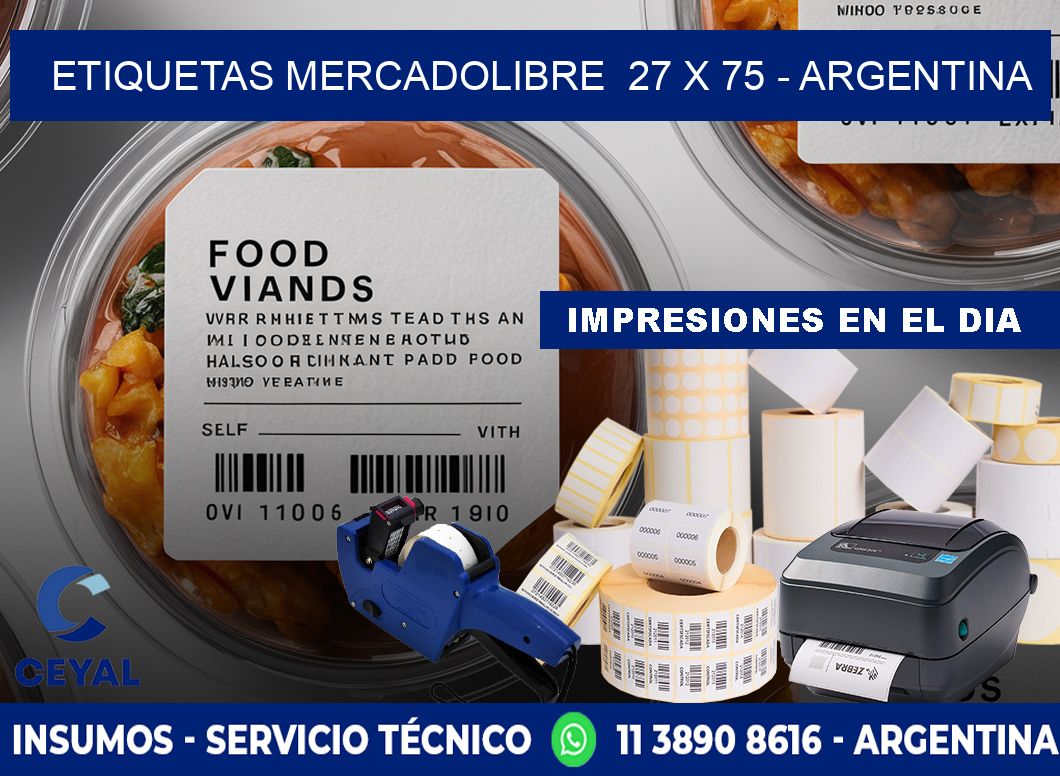 ETIQUETAS MERCADOLIBRE  27 x 75 - ARGENTINA
