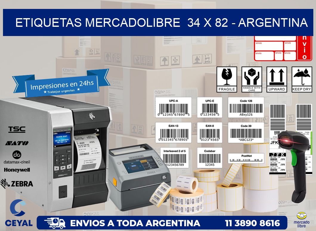 ETIQUETAS MERCADOLIBRE  34 x 82 – ARGENTINA