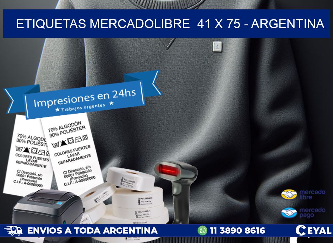 ETIQUETAS MERCADOLIBRE  41 x 75 - ARGENTINA