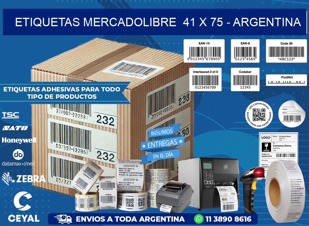ETIQUETAS MERCADOLIBRE  41 x 75 - ARGENTINA