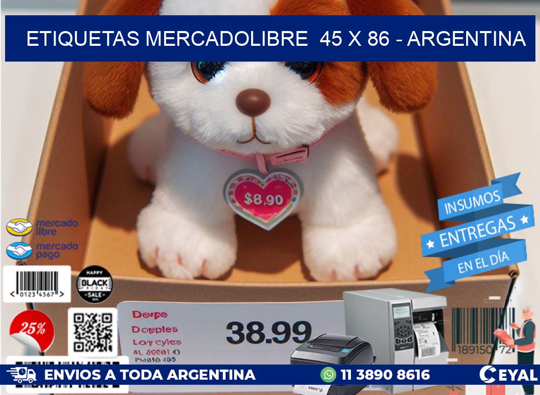 ETIQUETAS MERCADOLIBRE  45 x 86 - ARGENTINA