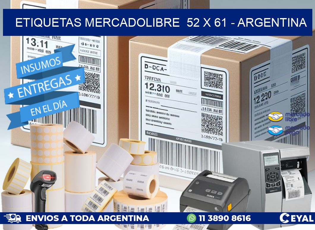 ETIQUETAS MERCADOLIBRE  52 x 61 - ARGENTINA