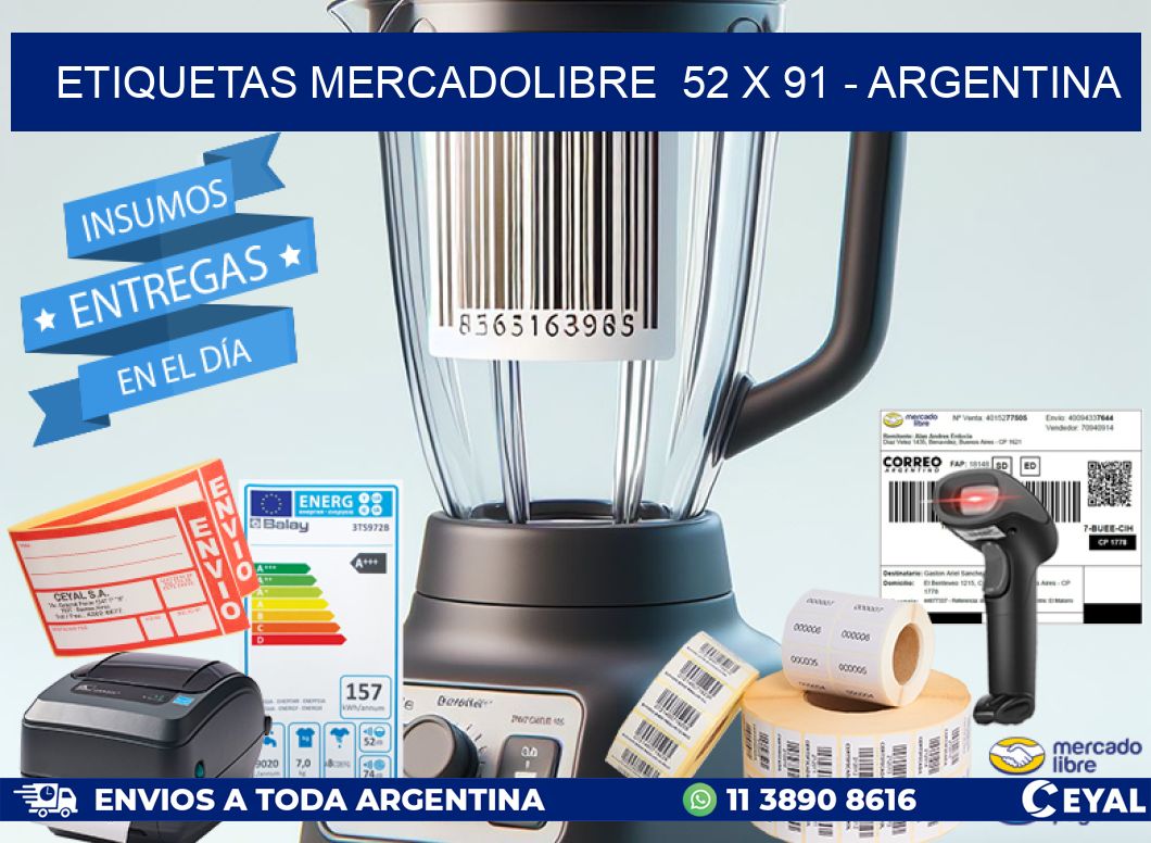ETIQUETAS MERCADOLIBRE  52 x 91 - ARGENTINA