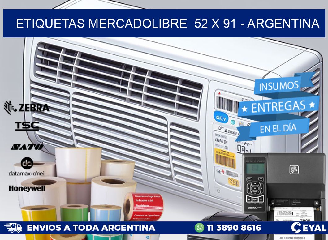 ETIQUETAS MERCADOLIBRE  52 x 91 - ARGENTINA