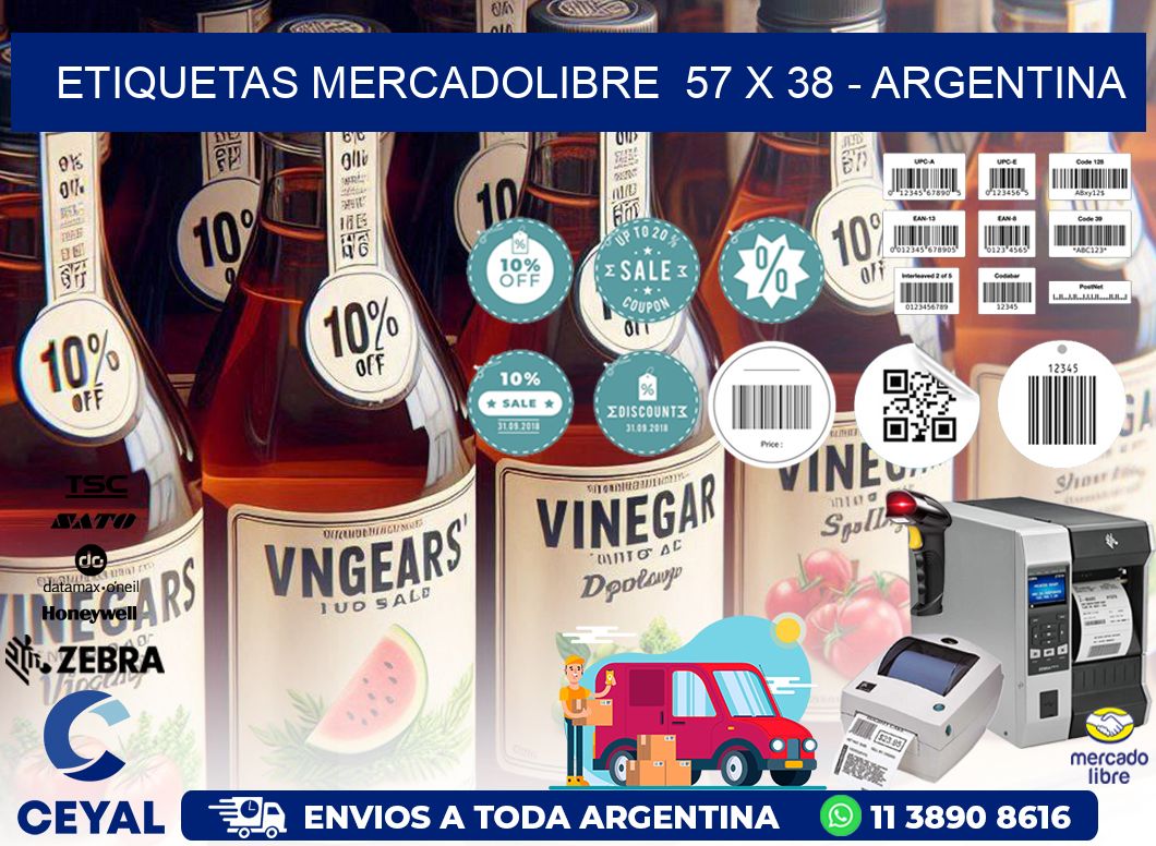 ETIQUETAS MERCADOLIBRE  57 x 38 - ARGENTINA