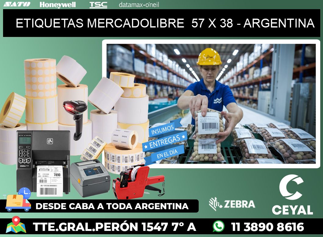 ETIQUETAS MERCADOLIBRE  57 x 38 - ARGENTINA