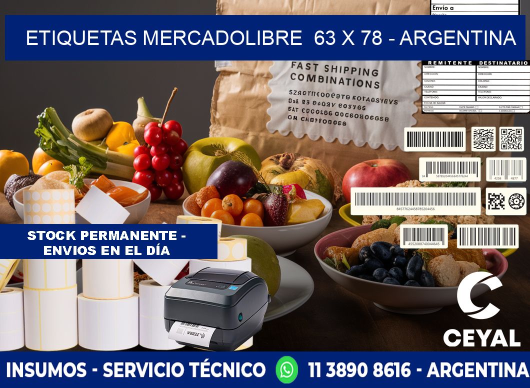ETIQUETAS MERCADOLIBRE  63 x 78 - ARGENTINA