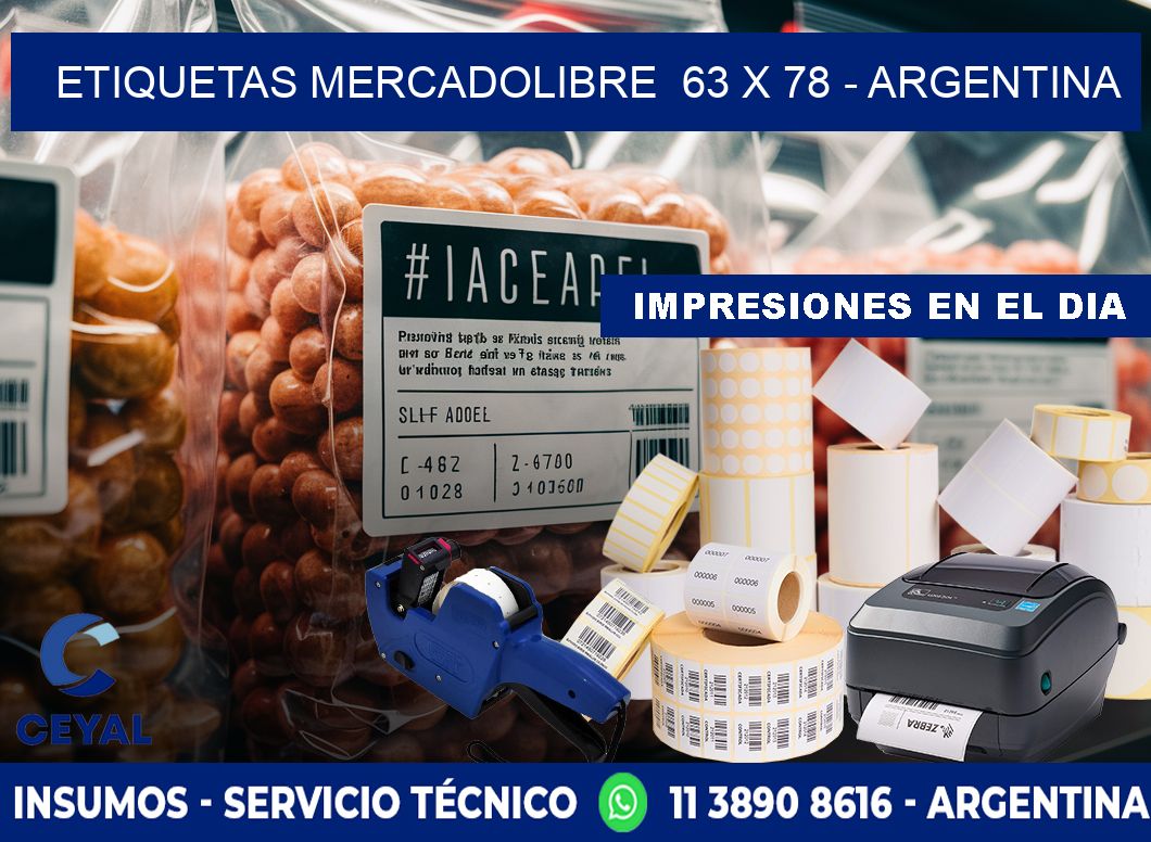 ETIQUETAS MERCADOLIBRE  63 x 78 - ARGENTINA