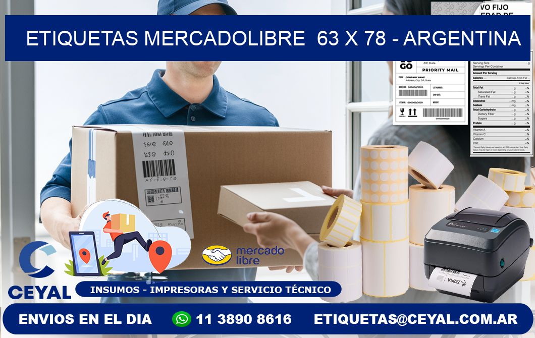 ETIQUETAS MERCADOLIBRE  63 x 78 - ARGENTINA