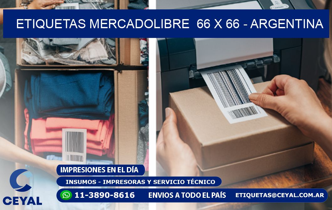 ETIQUETAS MERCADOLIBRE  66 x 66 - ARGENTINA