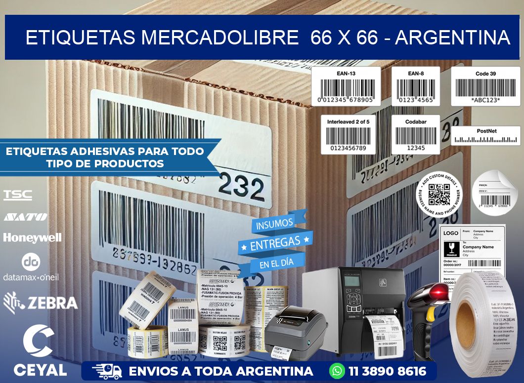 ETIQUETAS MERCADOLIBRE  66 x 66 - ARGENTINA