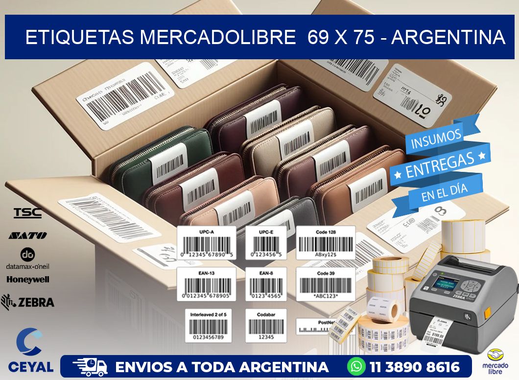 ETIQUETAS MERCADOLIBRE  69 x 75 - ARGENTINA