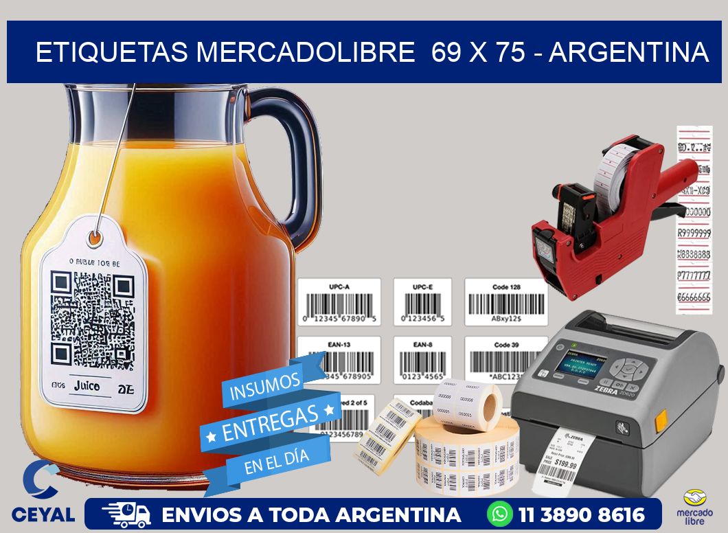 ETIQUETAS MERCADOLIBRE  69 x 75 – ARGENTINA