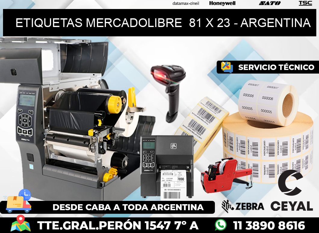 ETIQUETAS MERCADOLIBRE  81 x 23 - ARGENTINA