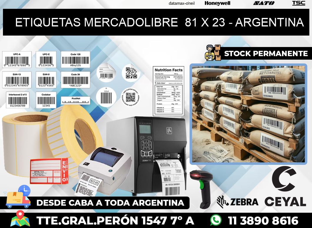 ETIQUETAS MERCADOLIBRE  81 x 23 – ARGENTINA