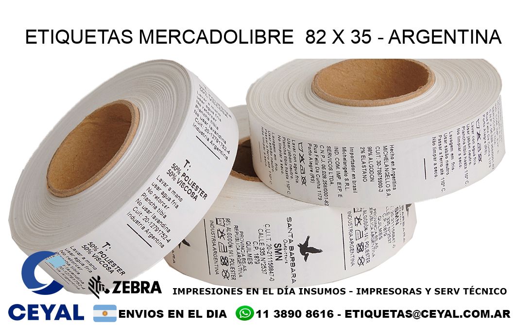 ETIQUETAS MERCADOLIBRE  82 x 35 - ARGENTINA