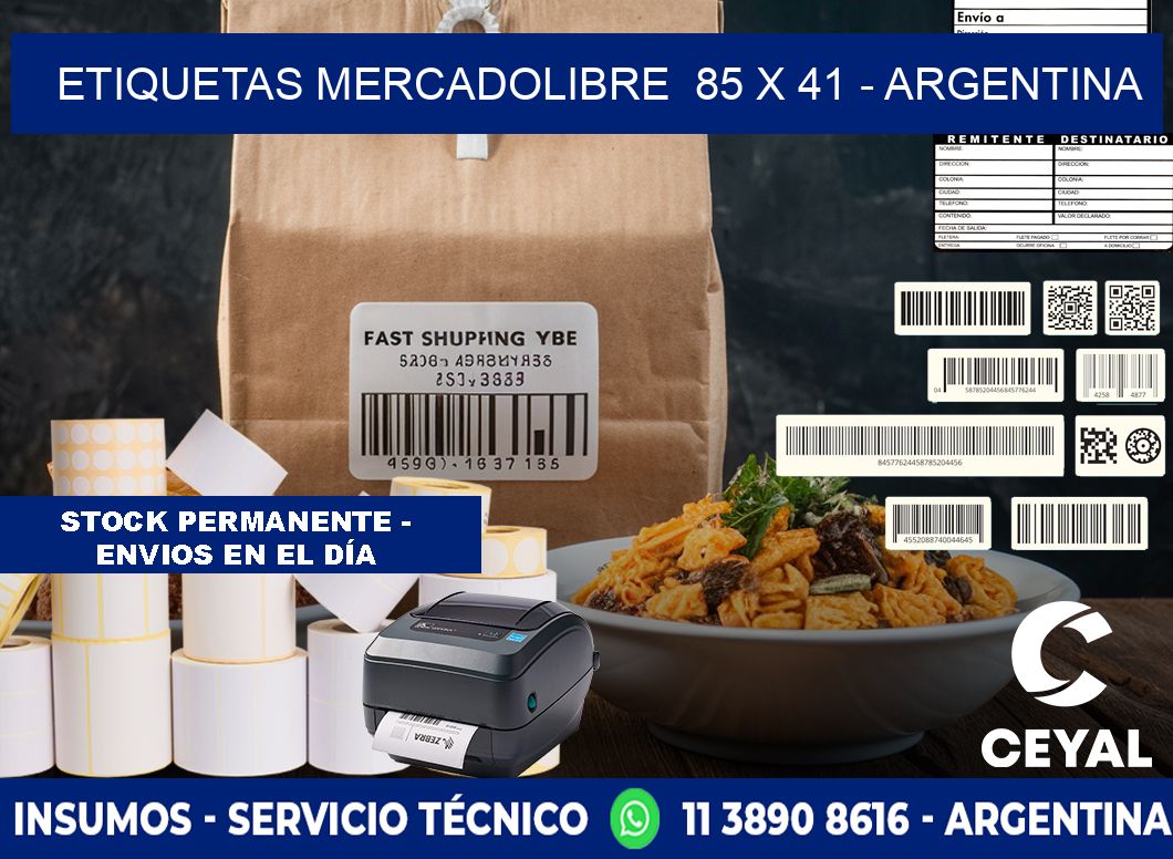 ETIQUETAS MERCADOLIBRE  85 x 41 - ARGENTINA