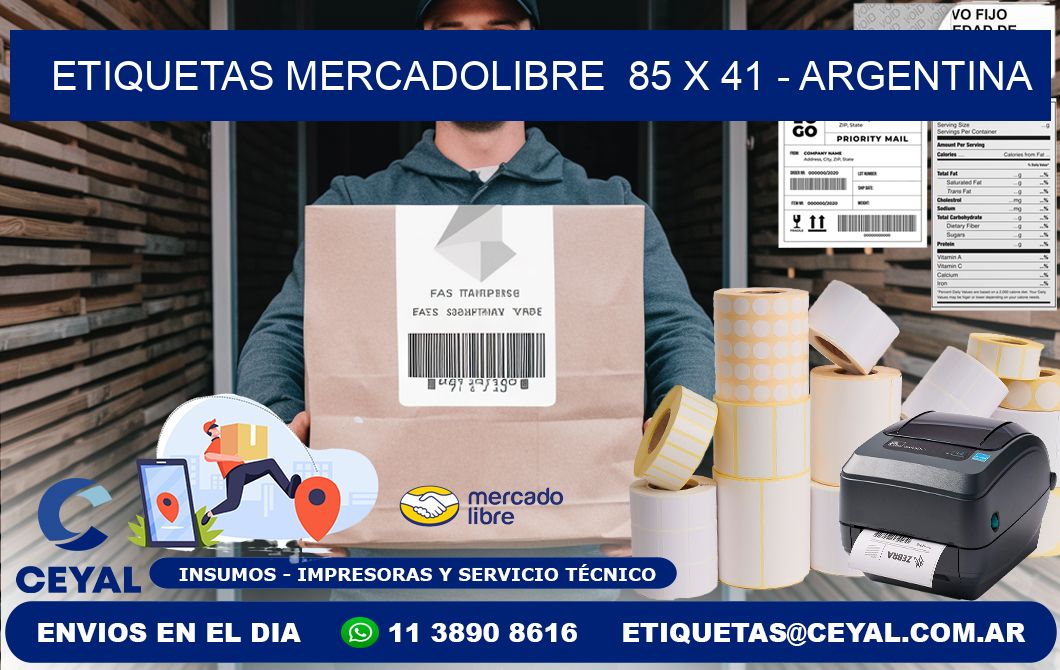 ETIQUETAS MERCADOLIBRE  85 x 41 - ARGENTINA