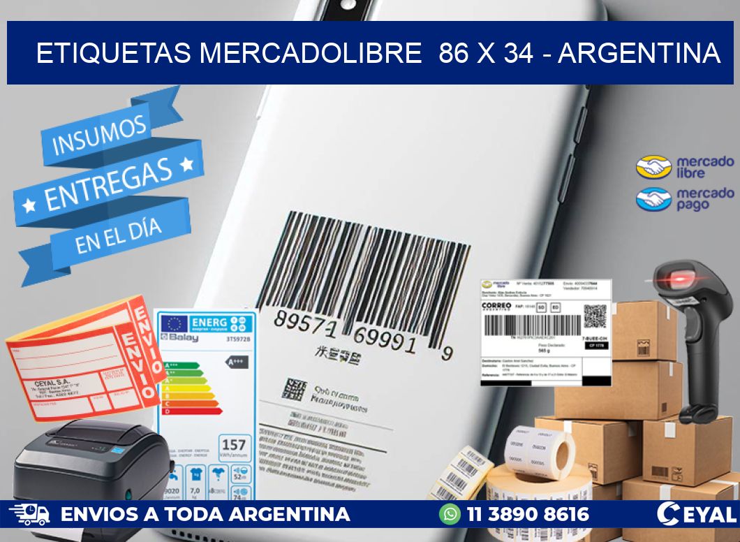ETIQUETAS MERCADOLIBRE  86 x 34 - ARGENTINA