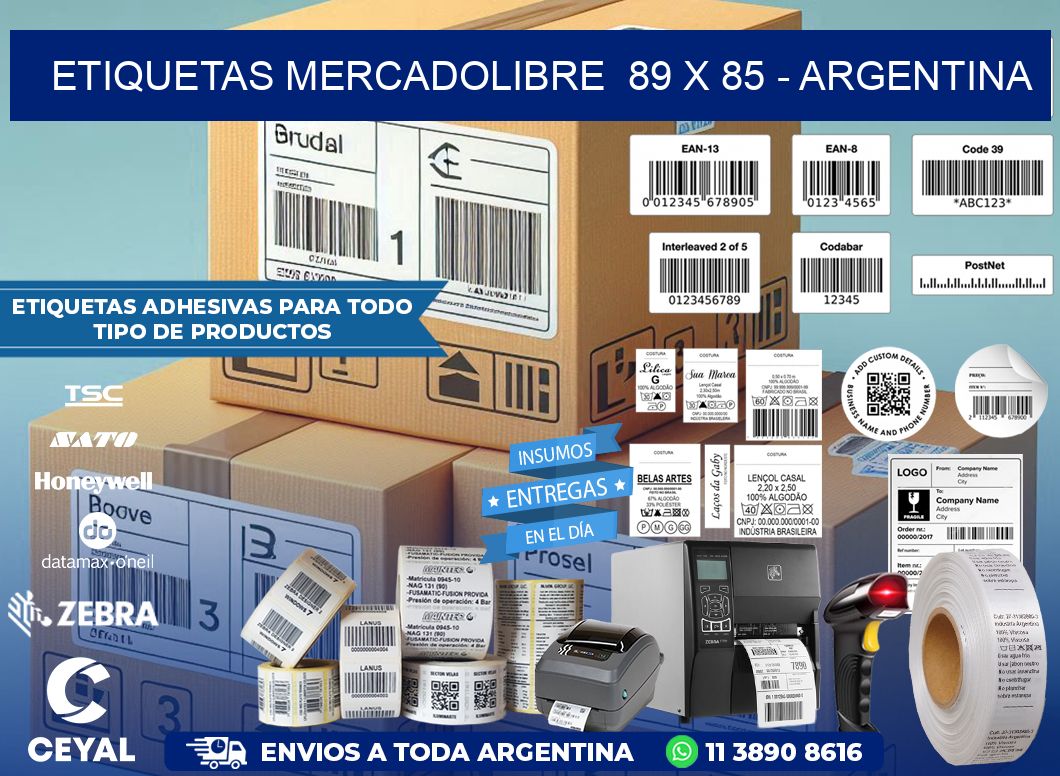 ETIQUETAS MERCADOLIBRE  89 x 85 – ARGENTINA