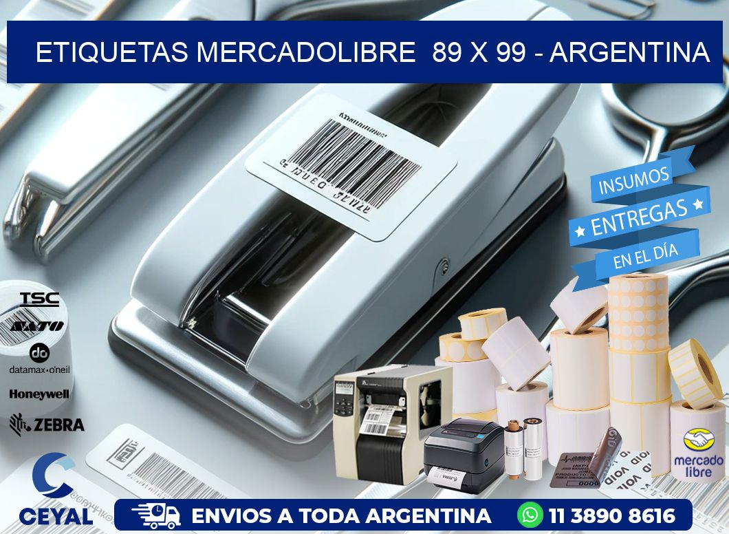 ETIQUETAS MERCADOLIBRE  89 x 99 - ARGENTINA
