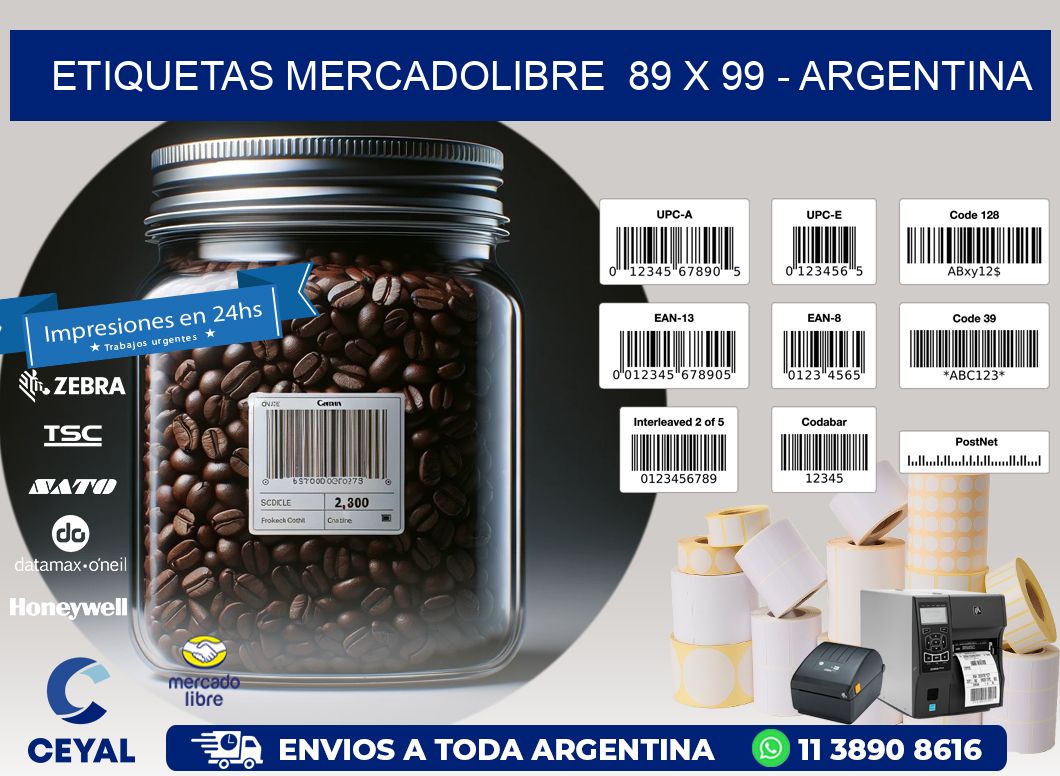 ETIQUETAS MERCADOLIBRE  89 x 99 - ARGENTINA