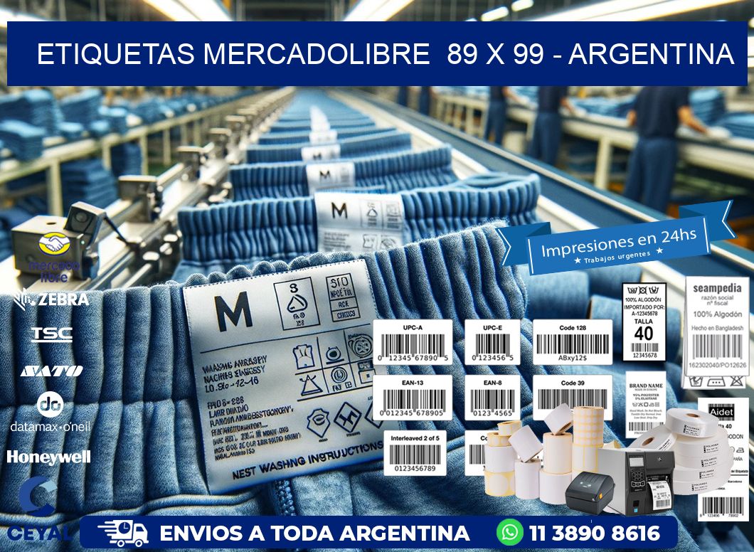 ETIQUETAS MERCADOLIBRE  89 x 99 - ARGENTINA