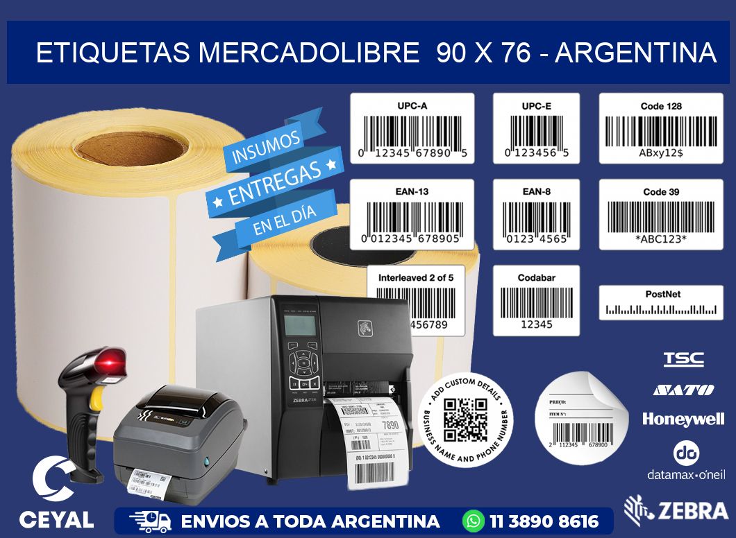 ETIQUETAS MERCADOLIBRE  90 x 76 - ARGENTINA