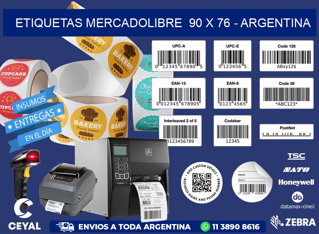 ETIQUETAS MERCADOLIBRE  90 x 76 - ARGENTINA