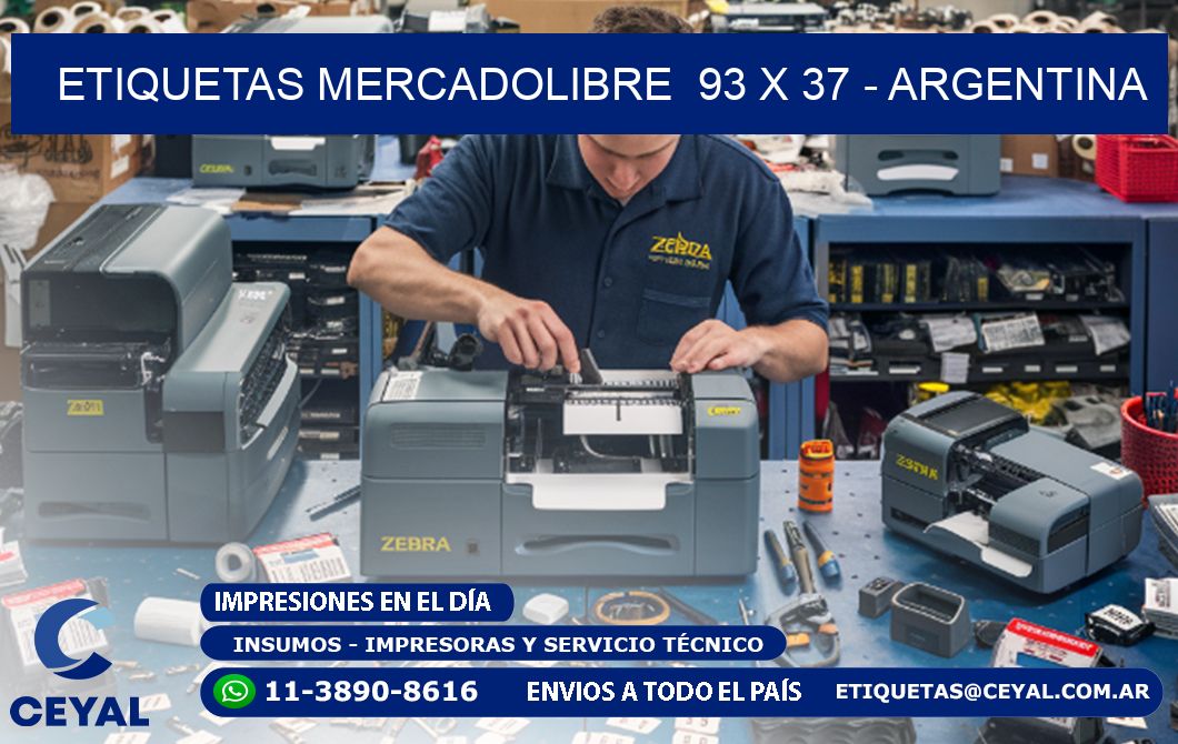 ETIQUETAS MERCADOLIBRE  93 x 37 - ARGENTINA