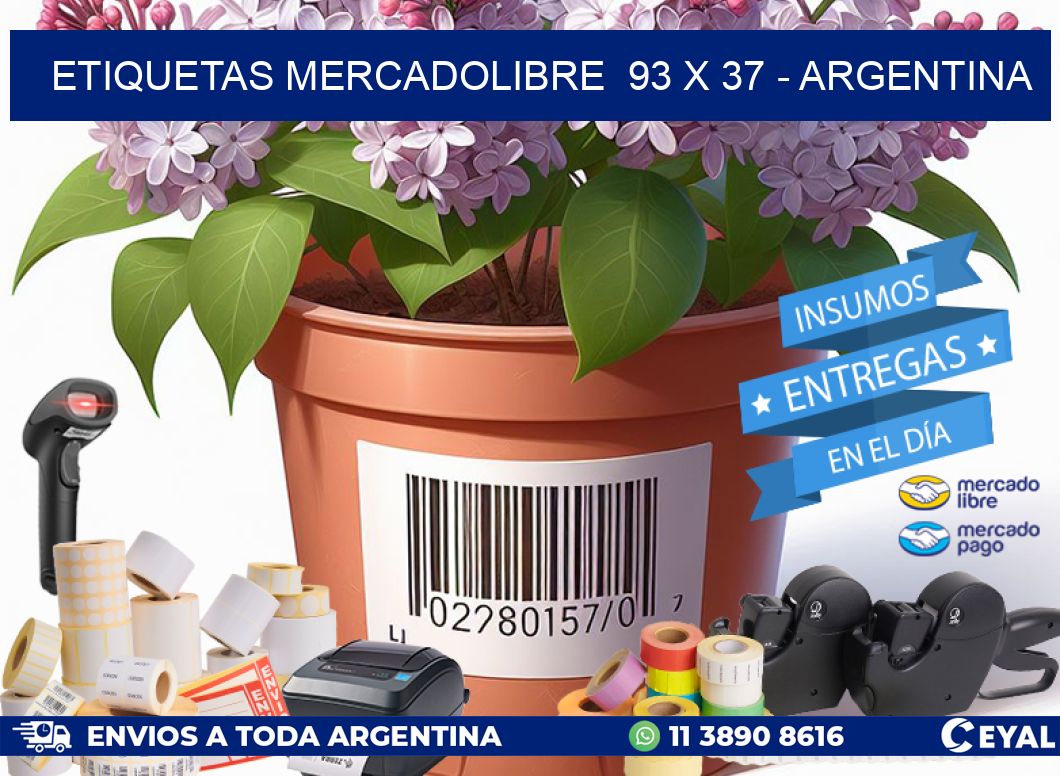 ETIQUETAS MERCADOLIBRE  93 x 37 - ARGENTINA