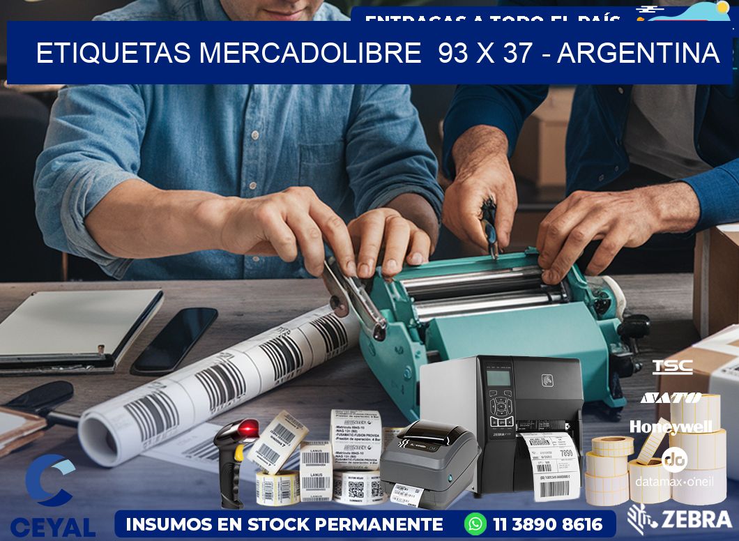 ETIQUETAS MERCADOLIBRE  93 x 37 - ARGENTINA