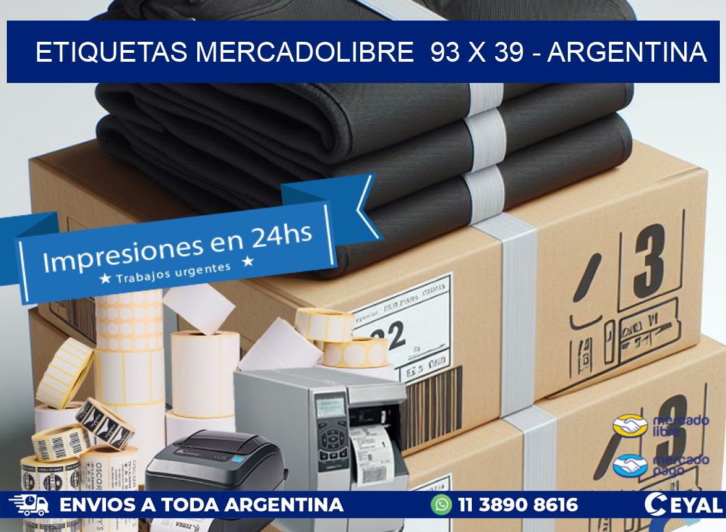 ETIQUETAS MERCADOLIBRE  93 x 39 - ARGENTINA