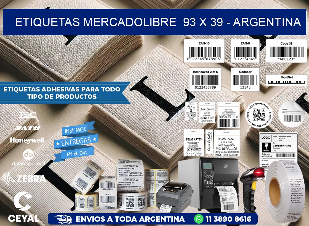 ETIQUETAS MERCADOLIBRE  93 x 39 – ARGENTINA