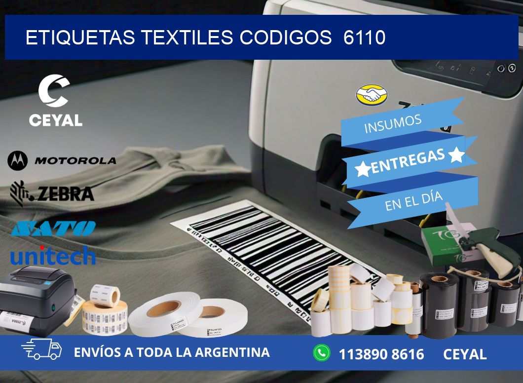 ETIQUETAS TEXTILES CODIGOS  6110