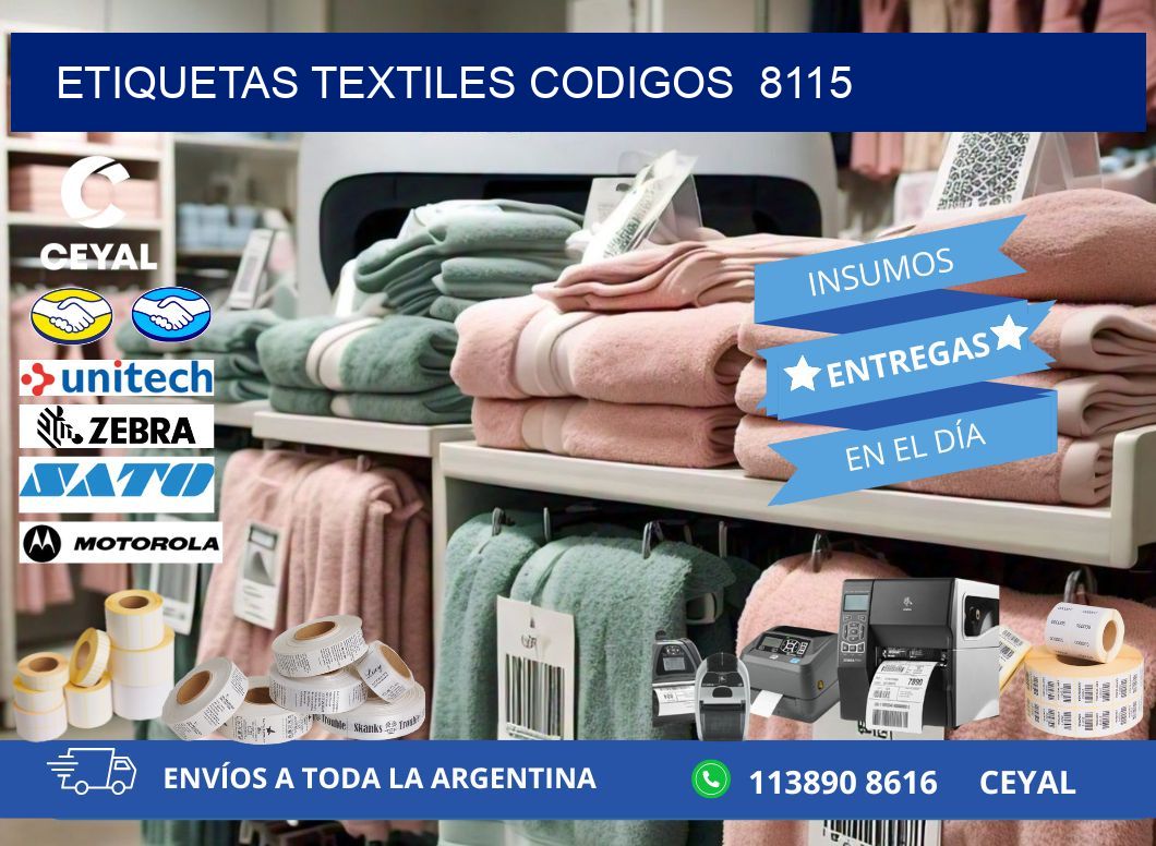 ETIQUETAS TEXTILES CODIGOS  8115