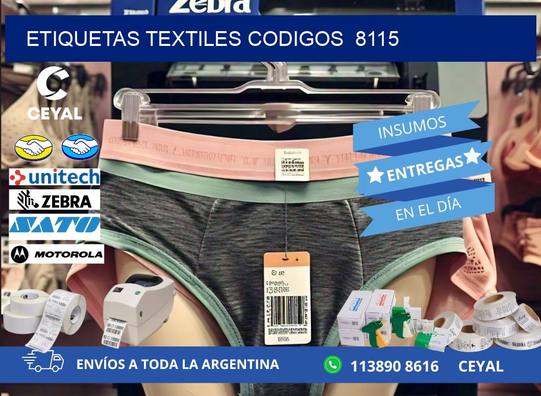 ETIQUETAS TEXTILES CODIGOS  8115
