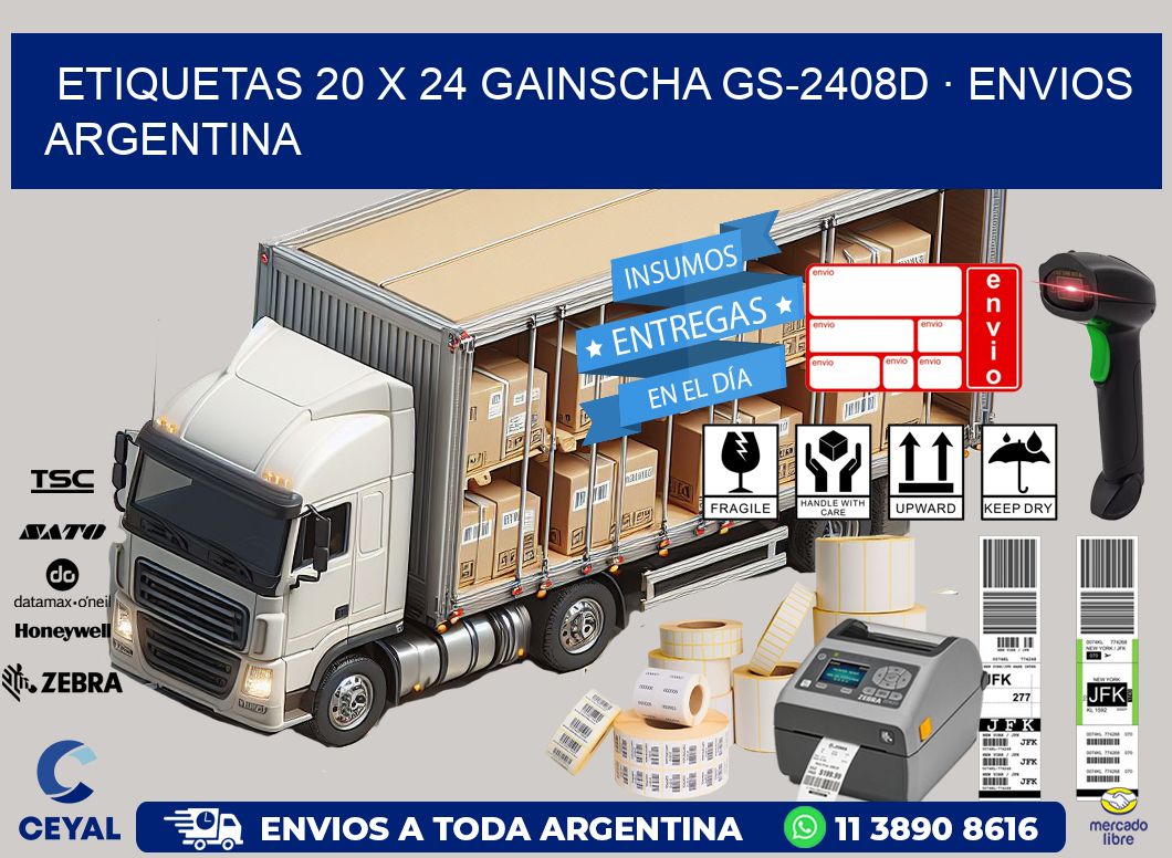 ETIQUETAS 20 x 24 GAINSCHA GS-2408D · ENVIOS ARGENTINA