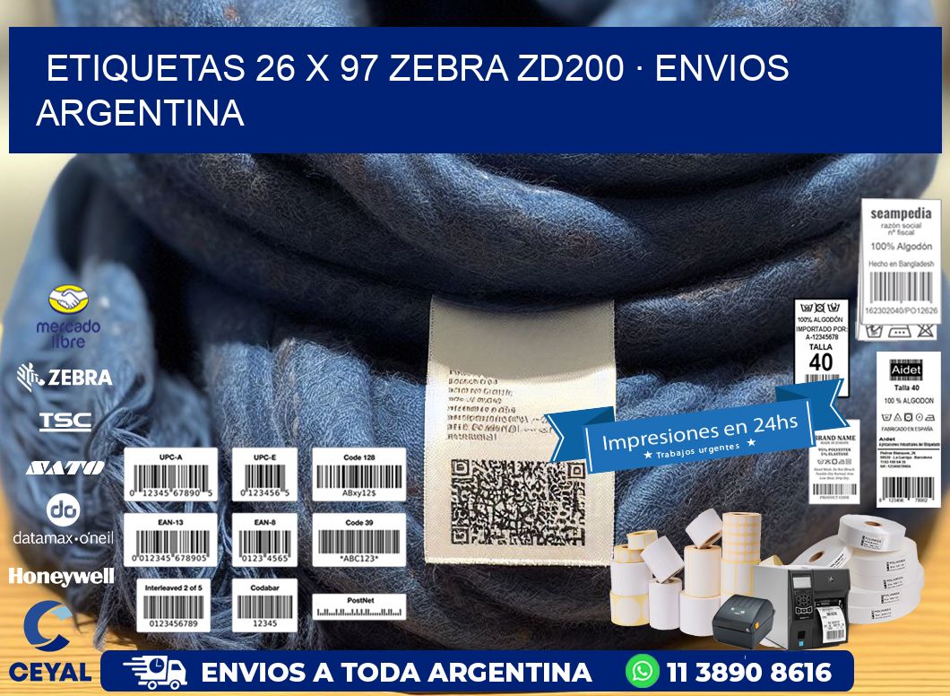 ETIQUETAS 26 x 97 ZEBRA ZD200 · ENVIOS ARGENTINA