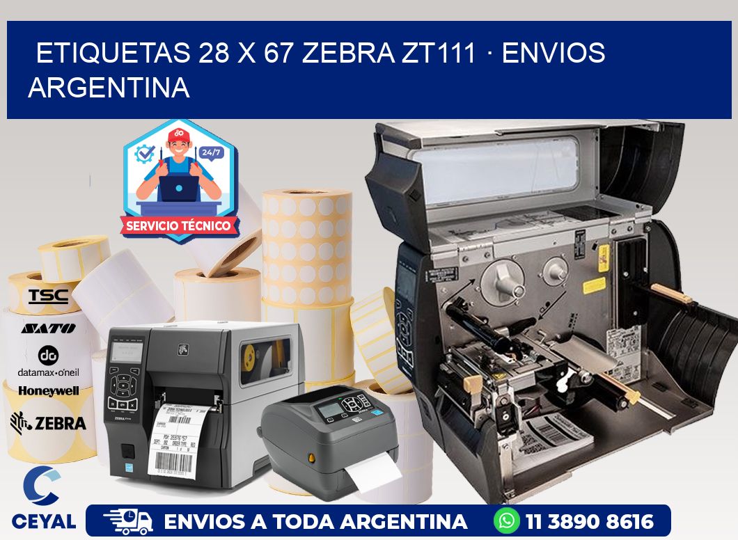 ETIQUETAS 28 x 67 ZEBRA ZT111 · ENVIOS ARGENTINA