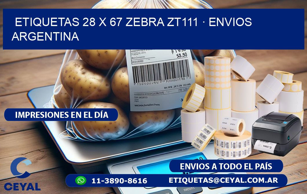 ETIQUETAS 28 x 67 ZEBRA ZT111 · ENVIOS ARGENTINA
