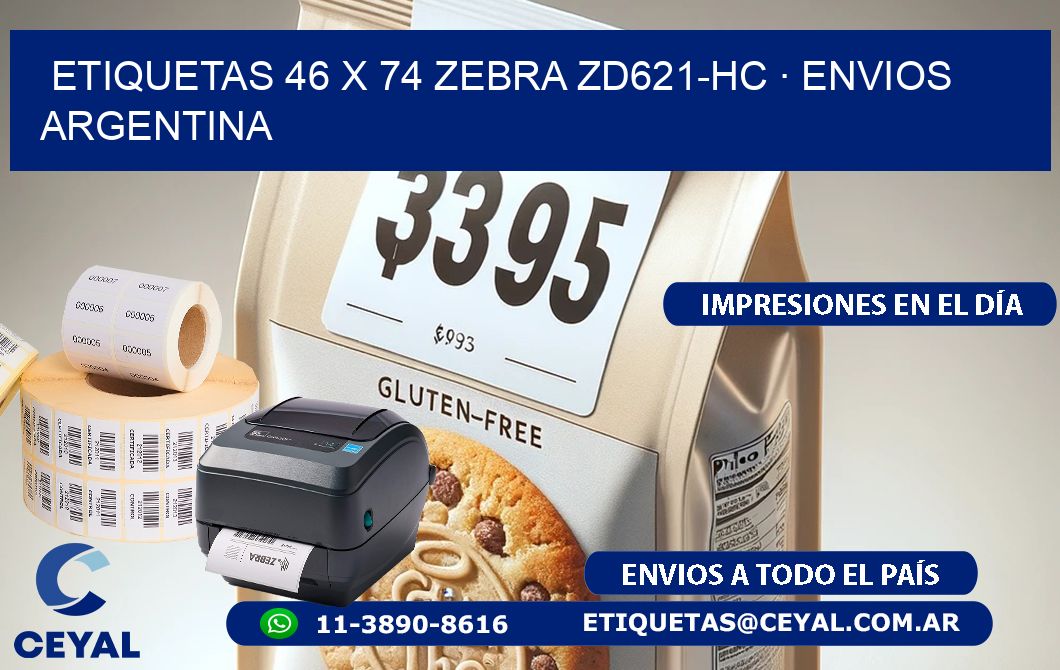 ETIQUETAS 46 x 74 ZEBRA ZD621-HC · ENVIOS ARGENTINA