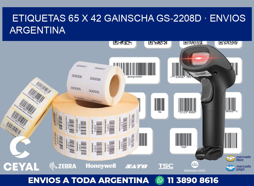 ETIQUETAS 65 x 42 GAINSCHA GS-2208D · ENVIOS ARGENTINA