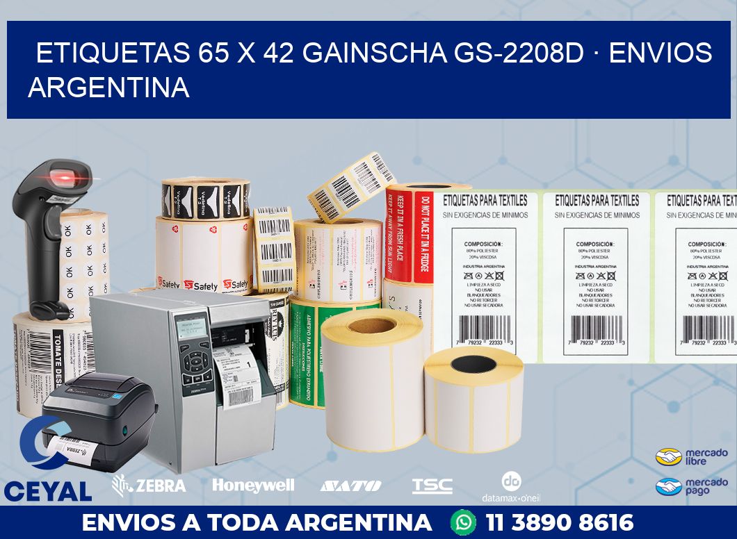 ETIQUETAS 65 x 42 GAINSCHA GS-2208D · ENVIOS ARGENTINA